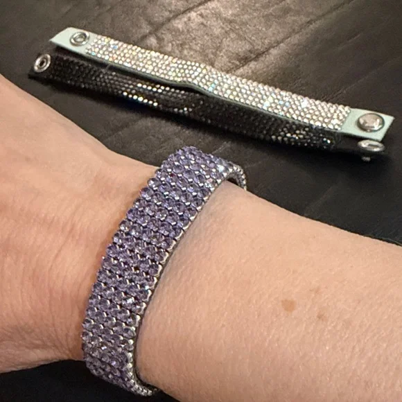 Rhinestone Snap Bracelets Set - Picture 2 of 3